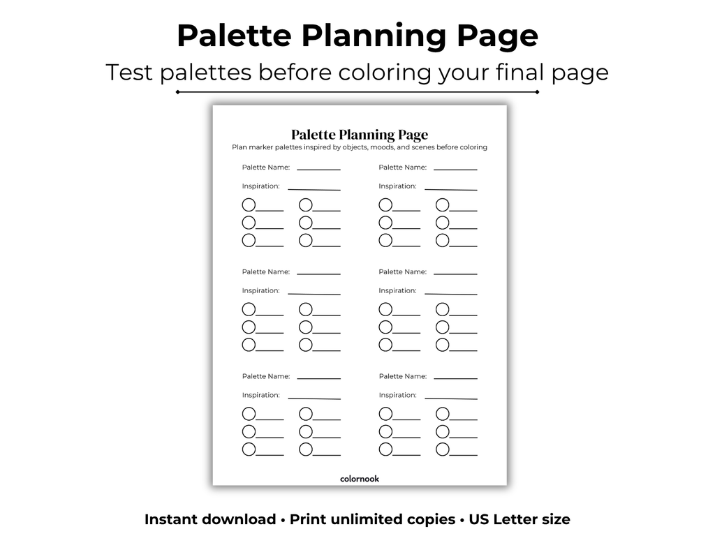 ColorNook Palette Planning Page