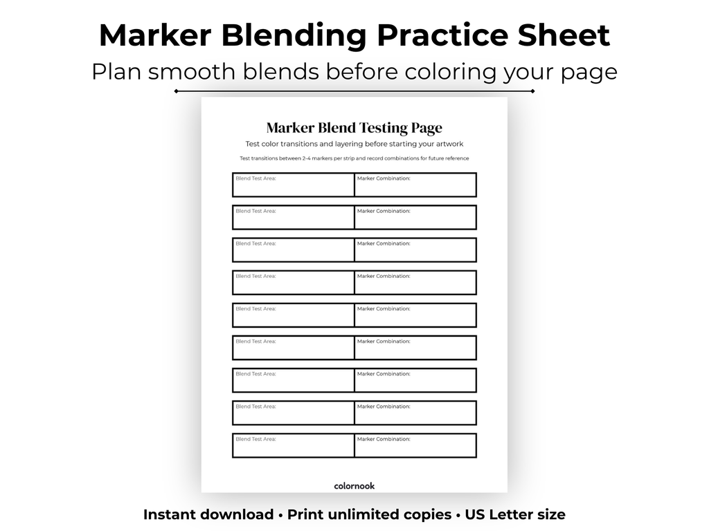 ColorNook Marker Blending Practice Sheet