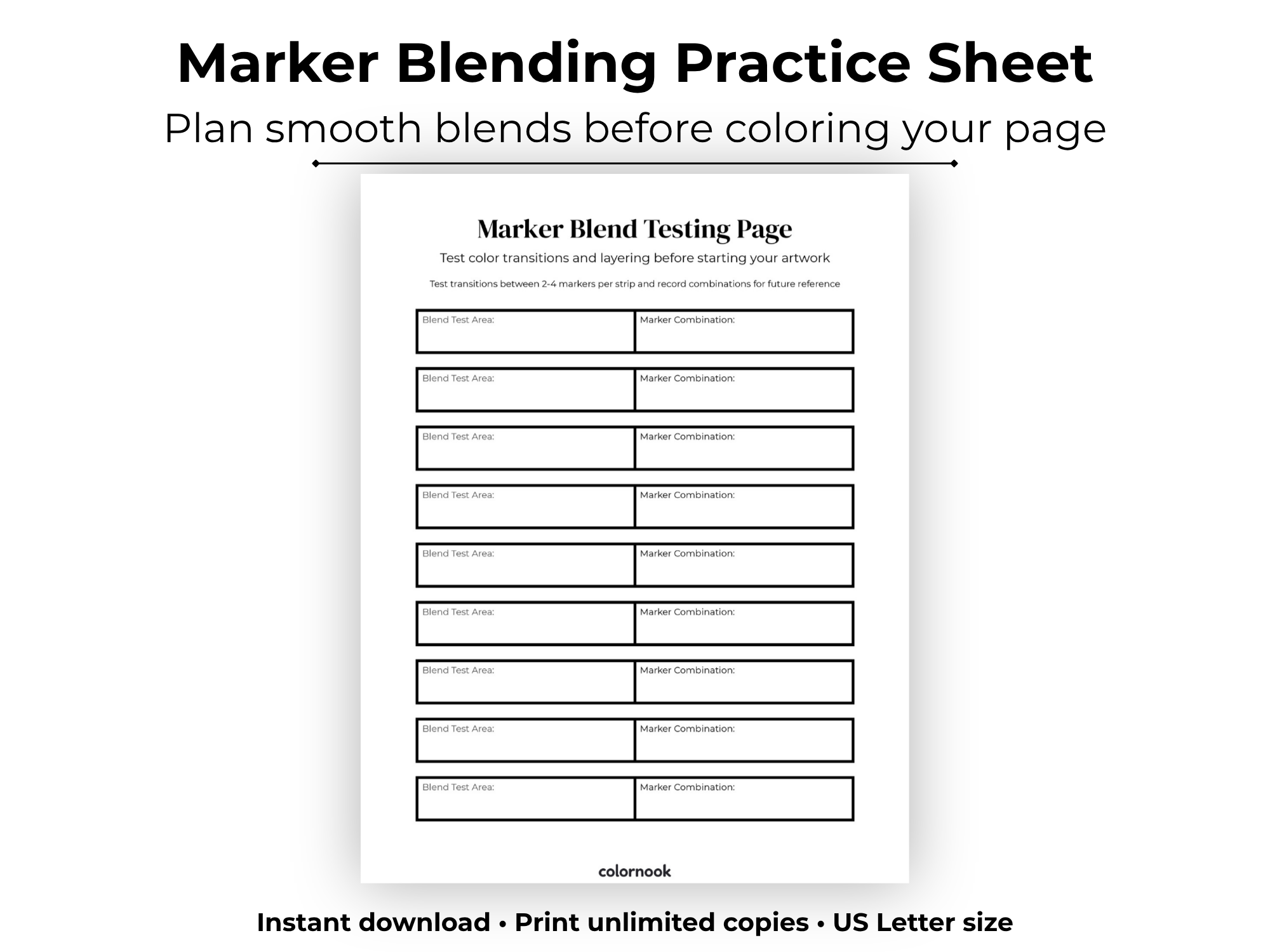 ColorNook Marker Blending Practice Sheet