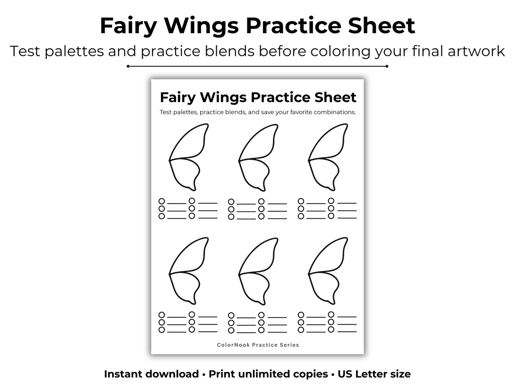 ColorNook Fairy Wings Practice Sheet