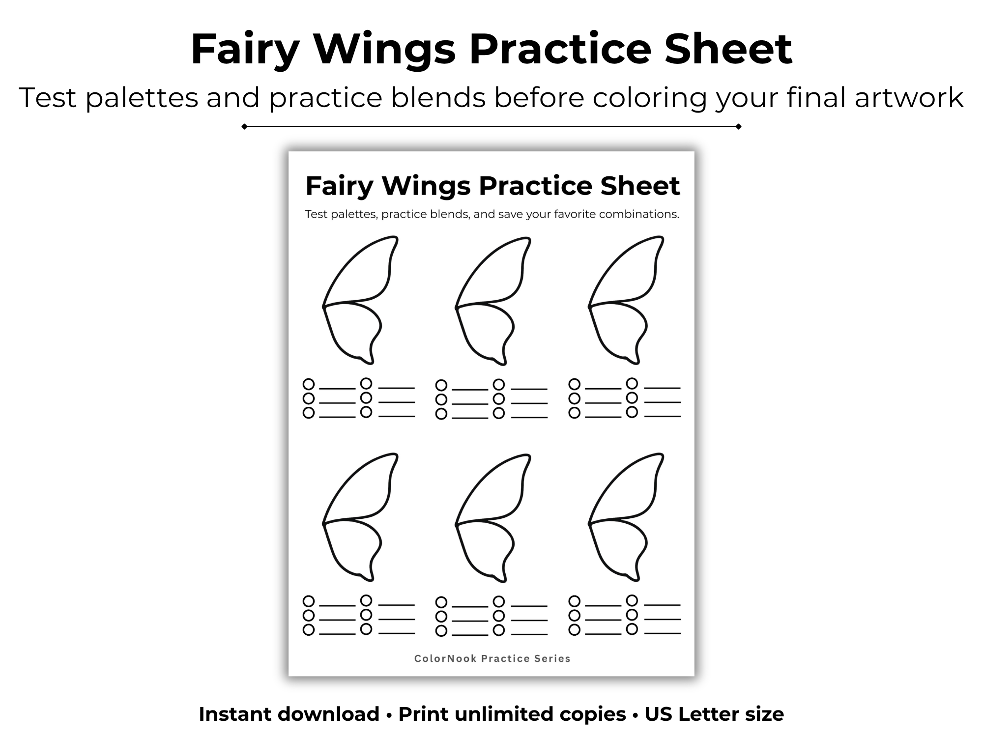 ColorNook Fairy Wings Practice Sheet