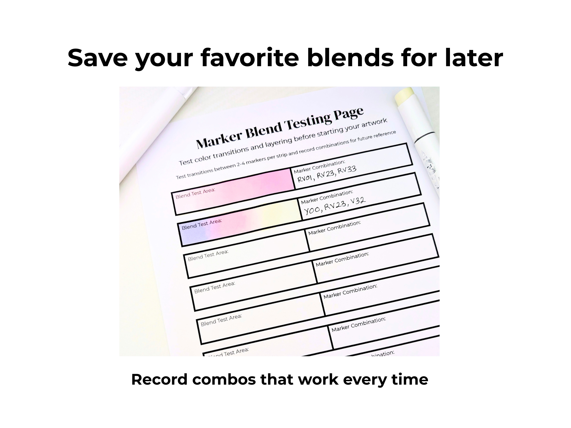 ColorNook Marker Blending Practice Sheet